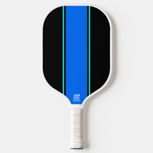 Cooler Spaß Slim Vivid Blue Aqua Racing Streifen Pickleball Schläger (Vorderseite)