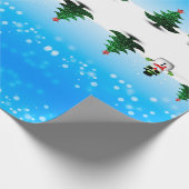 Cooler Spaß Snowman Funkelnd Weihnachtsbaumen blau Geschenkpapier (Ecke)