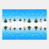 Cooler Spaß Snowman Funkelnd Weihnachtsbaumen blau Geschenkpapier Set (Vorderseite 2)