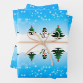 Cooler Spaß Snowman Funkelnd Weihnachtsbaumen blau Geschenkpapier Set (Beispiel)