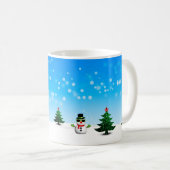 Cooler Spaß Snowman Funkelnd Weihnachtsbaumen blau Kaffeetasse (VorderseiteRechts)