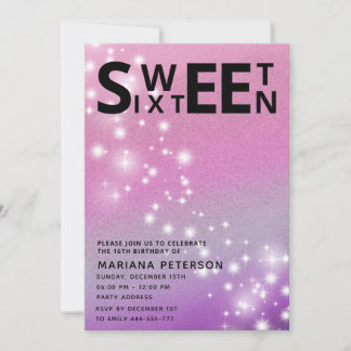 Cooler Spaß Teenage moderne Typografie süß 16 Einladung