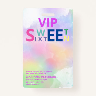 Cooler Spaß Teenage moderne Typografie VIP süß 16 Ausweis