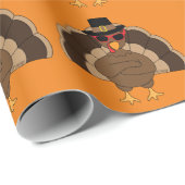 Cooler Spaß Türkei Erntedank Muster auf orange Geschenkpapier (Rolleneckpunkt)