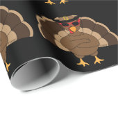 Cooler Spaß Türkei Erntedank Muster auf schwarz Geschenkpapier (Rolleneckpunkt)