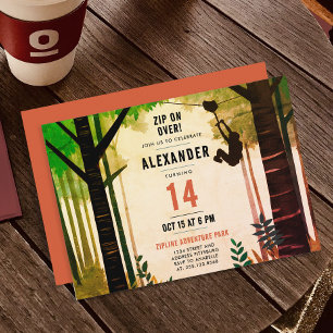 Cooler Spaß Zipline Grünes Abenteuer Natur Außenbe Einladung