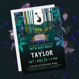 Cooler Spaß Zipline Türkisblau Party Abenteuer Einladung