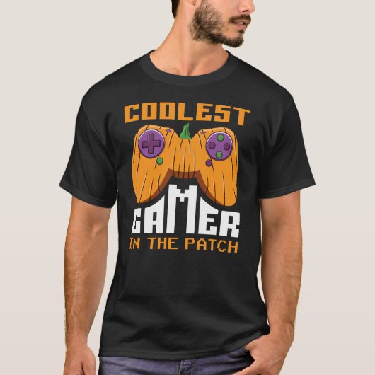Cooler Spieler im Patch Halloween-Geschenk T-Shirt (Vorderseite)