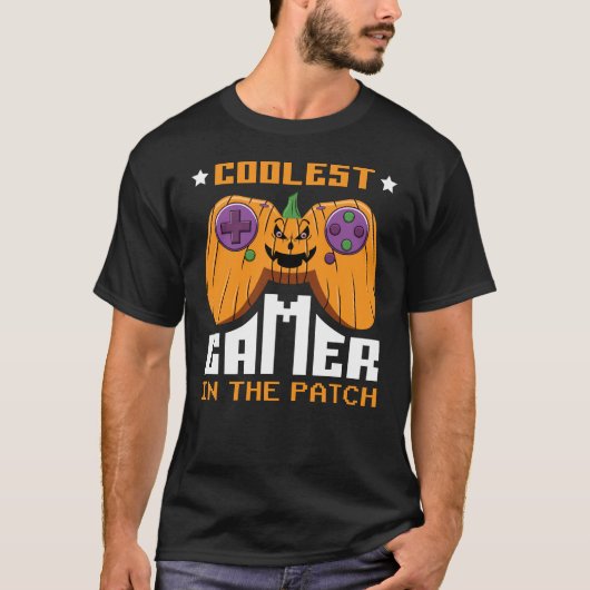 Cooler Spieler im Patch Halloween-Geschenk T-Shirt (Vorderseite)