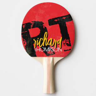 Cooler Spielermonogramm (Name & Initialen) gealter Tischtennis Schläger