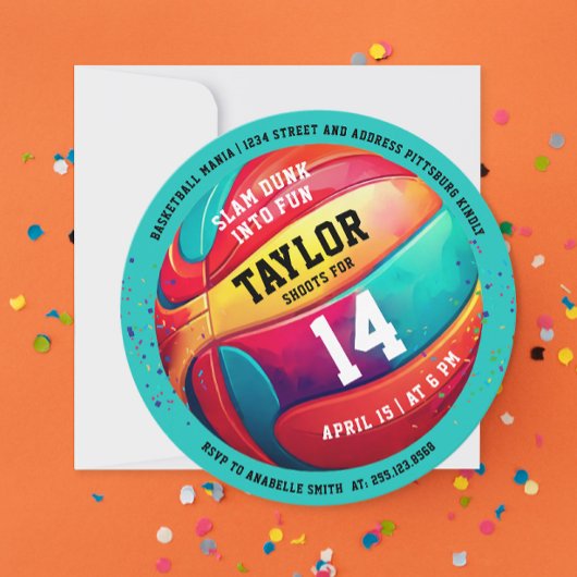 Cooler Sportslam Dunk Aqua Blue Basketball Einladung