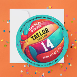 Cooler Sportslam Dunk Aqua Blue Basketball Einladung