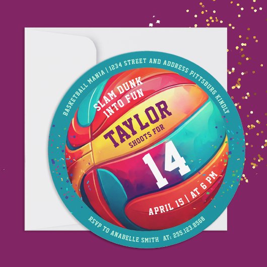Cooler Sportslam Dunk Basketball Geburtstag Einladung