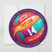 Cooler Sportslam Dunk Lila Basketball Einladung (Vorderseite)