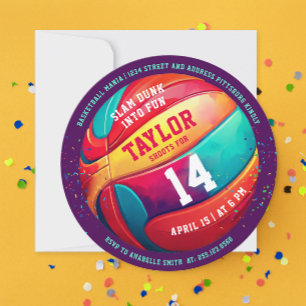 Cooler Sportslam Dunk Lila Basketball Einladung