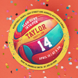 Cooler Sportslam Dunk Yellow Basketball Einladung