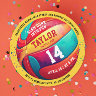 Cooler Sportslam Dunk Yellow Basketball Einladung