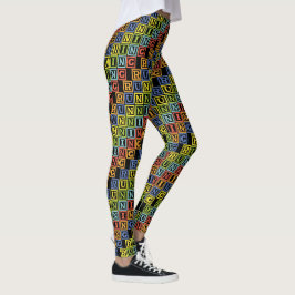Cooler Sportsport in mehrfarbigen Buchstaben Leggings