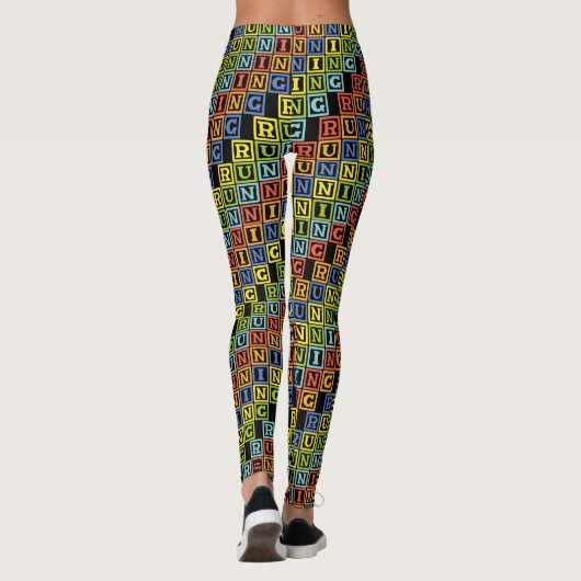 Cooler Sportsport in mehrfarbigen Buchstaben Leggings (Rückseite)
