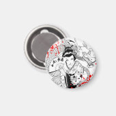 Cooler Spritzer geisha mit Fan Dragon tattoo Magnet (Vorderseite/Rückseite)