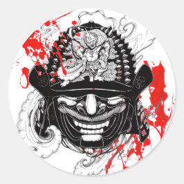 Cooler Spritzer Samurai-Demon-Helm Tattoo Runder Aufkleber