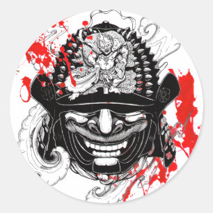 Cooler Spritzer Samurai-Demon-Helm Tattoo Runder Aufkleber