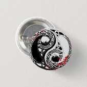 Cooler Spritzer Yin Yang Dragons Tattoo Art Button (Vorne & Hinten)