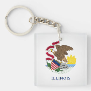 Cooler Staat der Illinois-Flagge Schlüsselanhänger