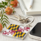 Cooler Staat der Maryland-Flagge Schlüsselanhänger (Vorderseite rechts)