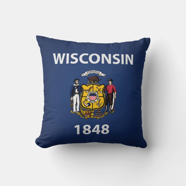 Cooler Staat der Wisconsin-Flagge Kissen (Vorderseite)