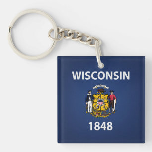 Cooler Staat der Wisconsin-Flagge Schlüsselanhänger