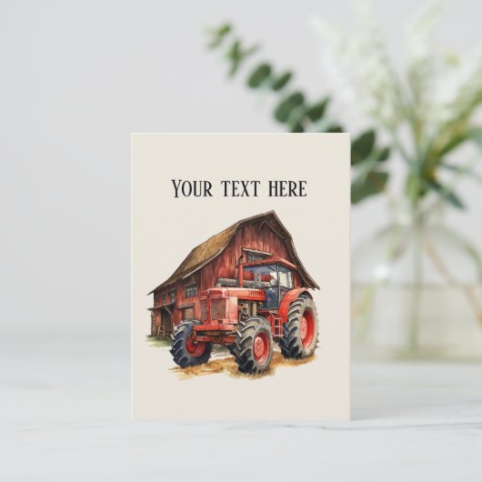 Cooler Stall und Traktor fügen Bauer hinzu Postkarte (Stehend Vorderseite)