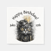 Cooler Steampunk-Katzenname und Alters-Text Serviette (Vorderseite)