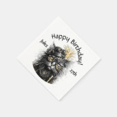 Cooler Steampunk-Katzenname und Alters-Text Serviette (Ecke)