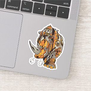 Cooler Steampunk RHINO Metallrüstung Vintag Aufkleber