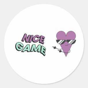 Cooler Sticker mit lila Herz – Nice Game Retro Gam