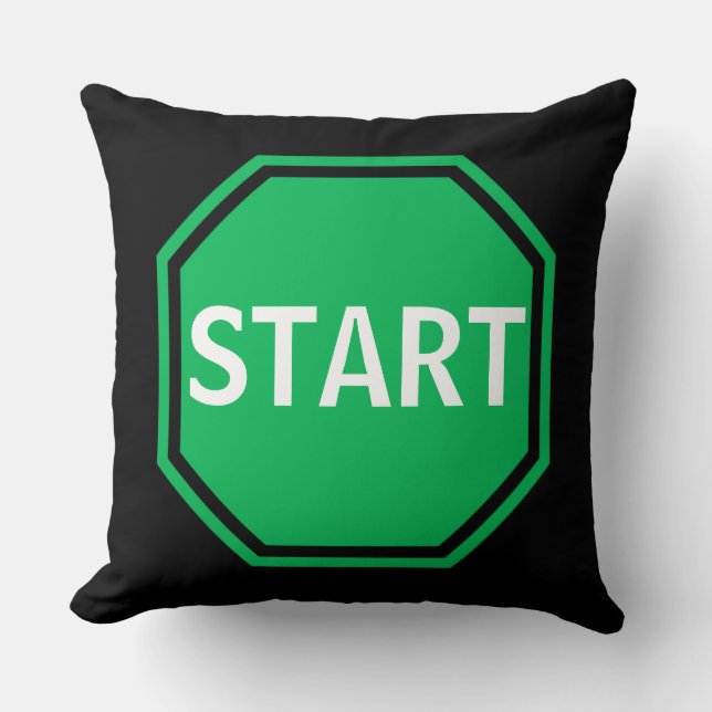 COOLER STOPP/START-STREET-SIGN CUSHION-RED-BLACK KISSEN (Vorderseite)
