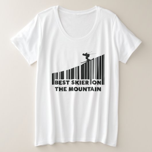 Cooler Strichcode Design Bester Skifahrer auf dem  Große Größe T-Shirt (Design vorne)
