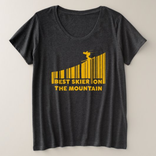 Cooler Strichcode Design Bester Skifahrer auf dem  Große Größe T-Shirt (Design vorne)