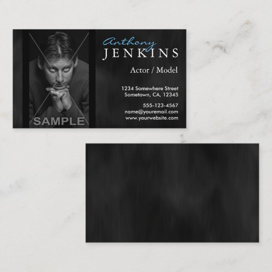 Cooler Stylish Headshot Schwarzer Velours Hintergr Visitenkarte (Vorne/Hinten)