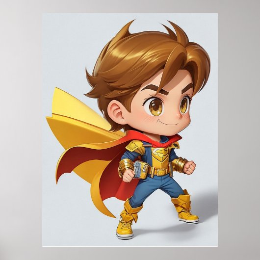 Cooler Superhelden-Comic-Junge AI-Kunst Poster (Vorne)