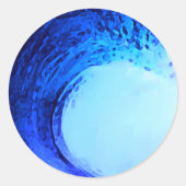 cooler Surf-Stil Blue Wave Runder Aufkleber (Vorderseite)