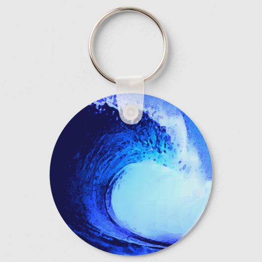 Cooler Surf Style Blue Wave Schlüsselanhänger (Rückseite)