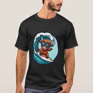 Cooler surfer Hochlandkuh mit Sonnenbrille T-Shirt