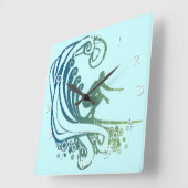 Cooler Surfer mit Aquamarinen Wellen des blauen Oz Quadratische Wanduhr (Winkel)