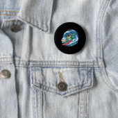 Cooler Surfing Frosch mit Sonnenbrille und Wellen Button (Beispiel)