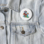 Cooler surftender Weihnachtsmann Christmas im Juli Button (Beispiel)