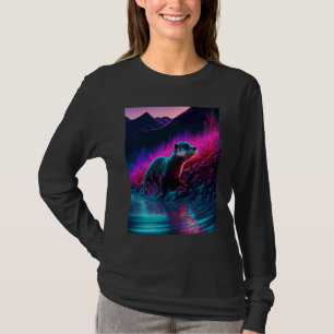 Cooler Synthwave-Seehund umherwandernder Otter 1 T-Shirt