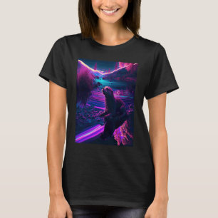 Cooler Synthwave-Seehund umherwandernder Otter T-Shirt