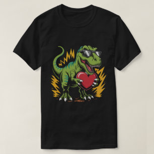 Cooler T-Rex Dinosaur Valentinstag Herz Sonnenbril T-Shirt